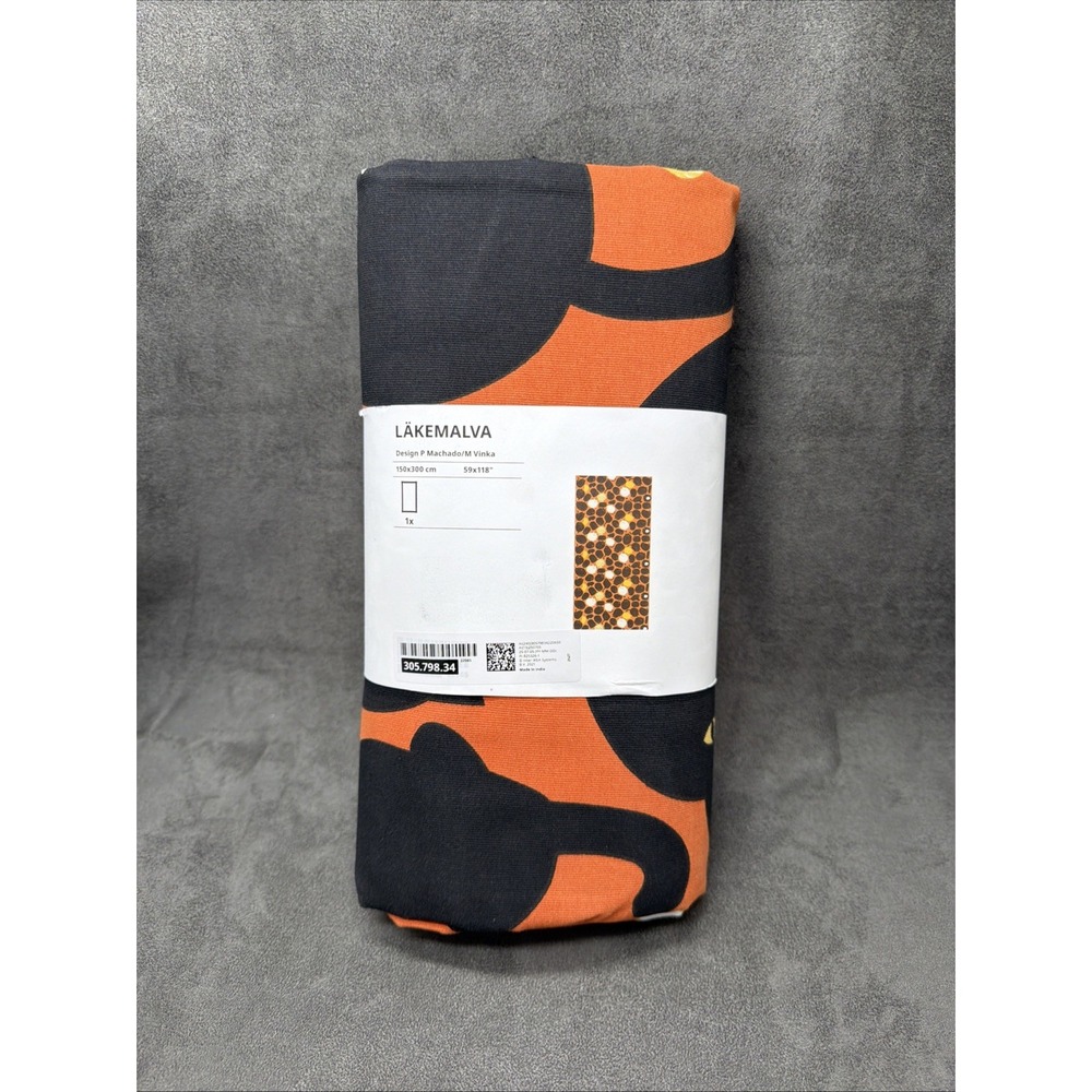 Ikea LAKEMALVA Pre-cut Fabric 59x118" Orange Cat Pattern for Cushions Curtains